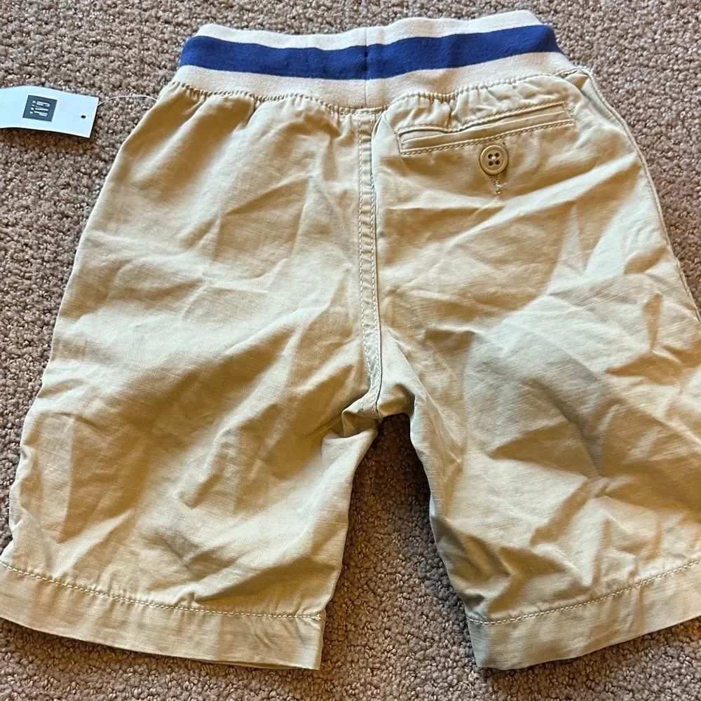 GAP Boys (3) Pairs of Casual Pull-On Shorts in Navy Blue and Tan Size XS (4-5)